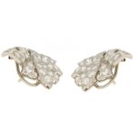 Mid-20th Century Diamond Bow Earrings in White Gold