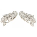 Mid-20th Century Diamond Bow Earrings in White Gold