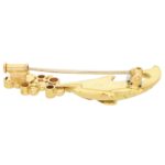 1990s Mecan Elde Ruby Diamond Trout Brooch Yellow Gold, French