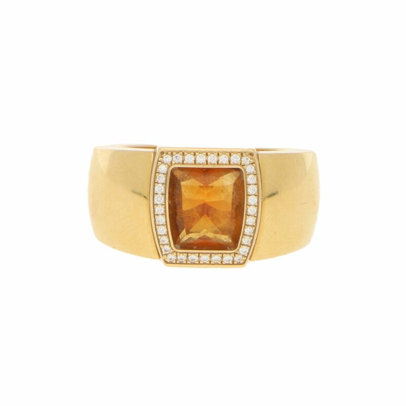 La Dona Citrine and Diamond Ring in Yellow Gold