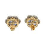 Sapphire and Diamond Floral Stud Earrings Yellow and White Gold