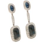 Sugarloaf Sapphire and Diamond Cluster Drop Earrings White Gold