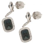 Sugarloaf Sapphire and Diamond Cluster Drop Earrings White Gold