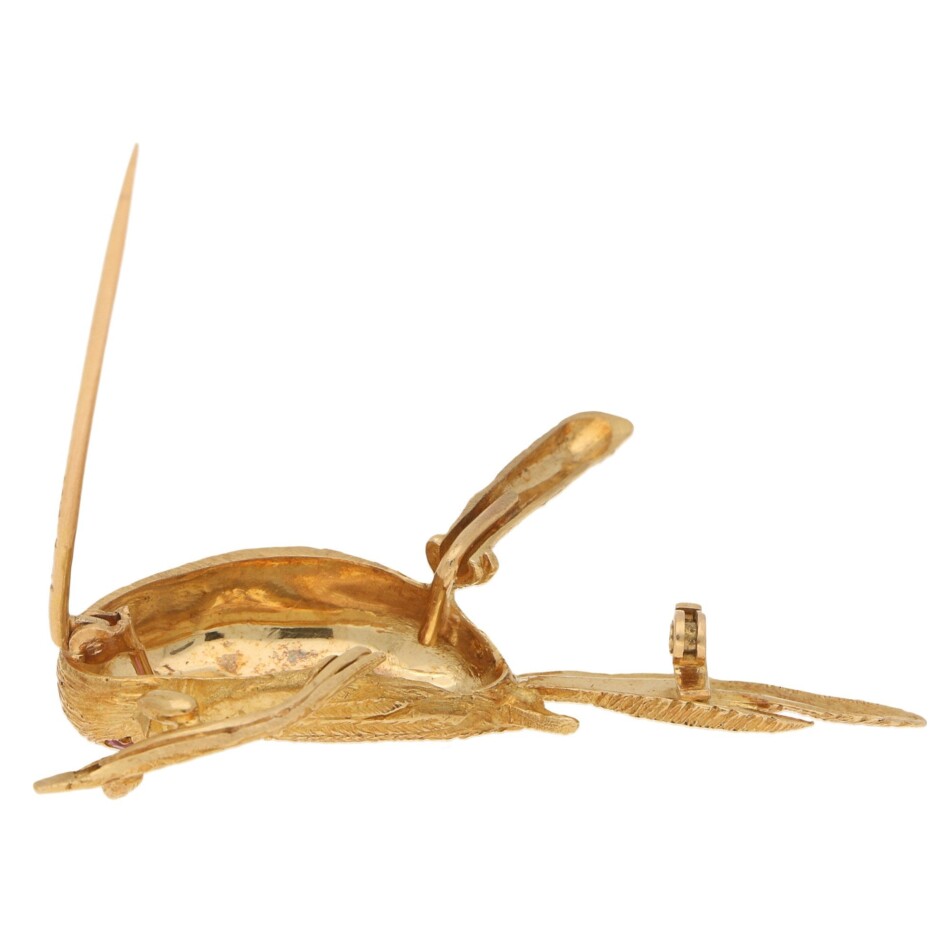 Boucheron Bird Perched on a Branch Brooch Yellow Gold, 1980s