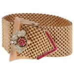 Retro Diamond Belt Buckle Bracelet Rose Gold, circa 1940