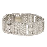 Art Deco Diamond Panel Bracelet in Platinum, 1930s