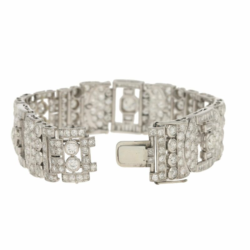 Art Deco Diamond Panel Bracelet in Platinum, 1930s