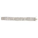 Art Deco Diamond Panel Bracelet in Platinum, 1930s