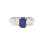 Royal Blue Sapphire and Diamond Five Stone Ring