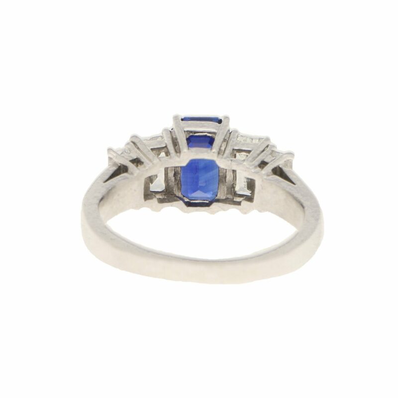 Royal Blue Sapphire and Diamond Five Stone Ring