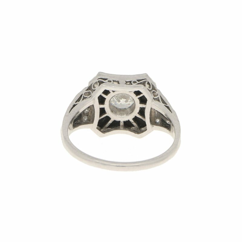 0.50ct Diamond and Onyx Target Ring in Platinum