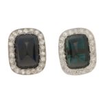 Sugarloaf Sapphire and Diamond Cluster Stud Earrings White Gold