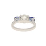 Diamond and Sapphire Three-Stone Ring in White Gold