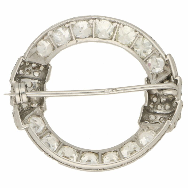 Art Deco Openwork Diamond Brooch in Platinum, 1930s