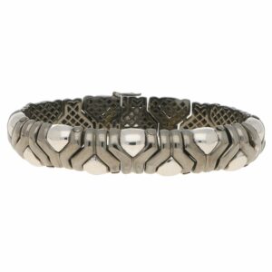 Vintage Aztec Mosaic Bracelet in Black and White Gold, Italian