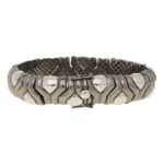 Vintage Aztec Mosaic Bracelet in Black and White Gold, Italian