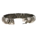 Vintage Aztec Mosaic Bracelet in Black and White Gold, Italian