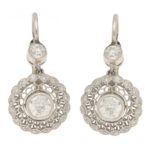 Vintage Art Deco Style Diamond Target Drop Earrings