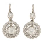 Vintage Art Deco Style Diamond Target Drop Earrings