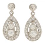 Edwardian 0.90ct Diamond Ear Pendants in Platinum