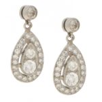 Edwardian 0.90ct Diamond Ear Pendants in Platinum