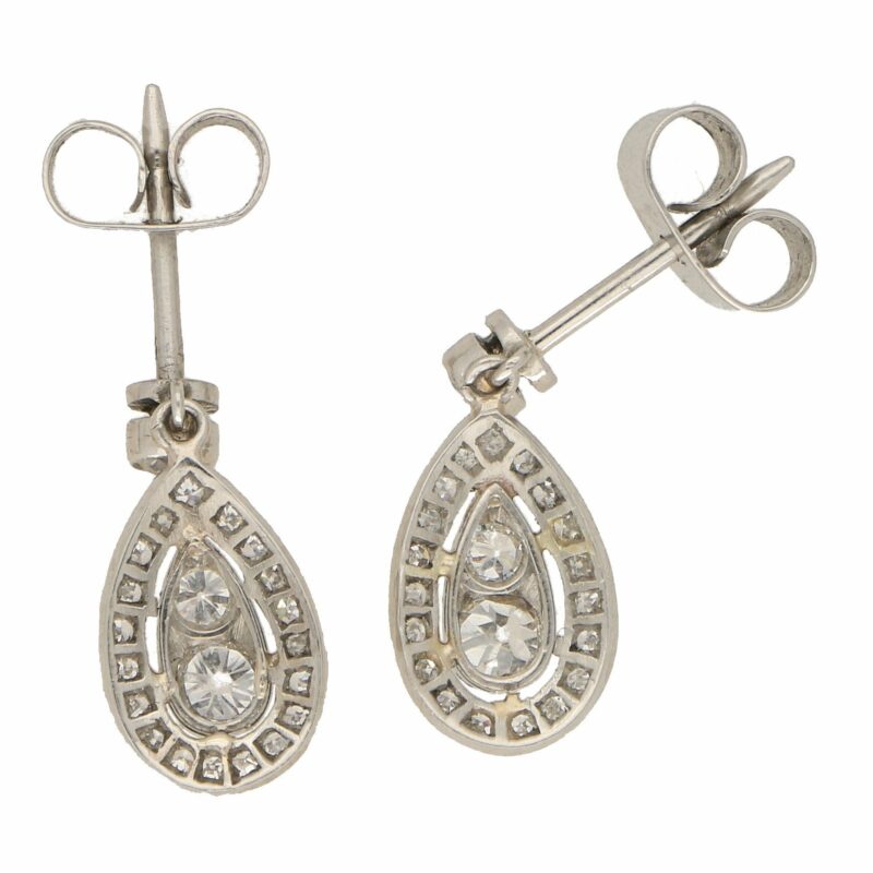 Edwardian 0.90ct Diamond Ear Pendants in Platinum