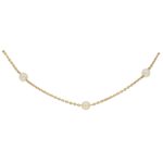 Vintage Cultured Pearl Station Necklace in Yellow Gold