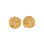 Vintage Ropework Knot Ear Clips in Yellow Gold