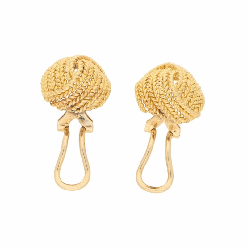 Vintage Ropework Knot Ear Clips in Yellow Gold