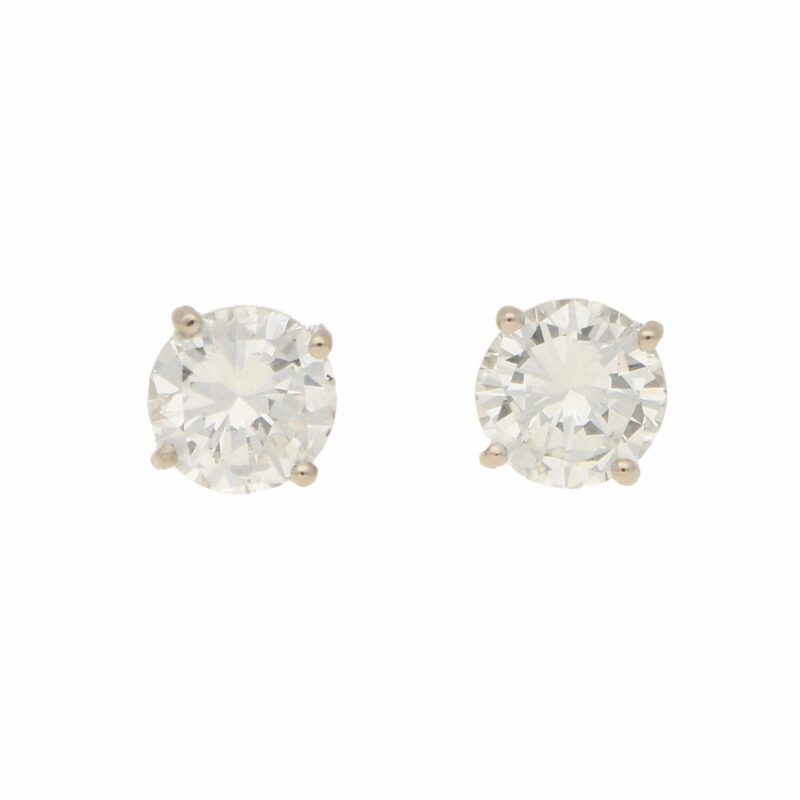 Solitaire diamond stud earrings 2.35 carats