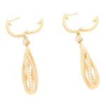 Diamond Openwork Spiral Drop Earrings in Yellow Gold