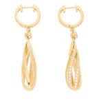 Diamond Openwork Spiral Drop Earrings in Yellow Gold