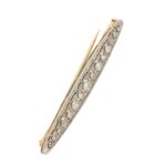 Edwardian Diamond Bar Brooch in Platinum and Yellow Gold, c.1905