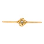 Vintage Rose-Cut Diamond Knot Bar Brooch in Rose Gold