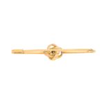 Vintage Rose-Cut Diamond Knot Bar Brooch in Rose Gold