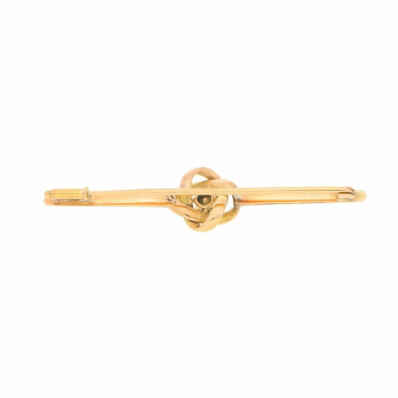 Vintage Rose-Cut Diamond Knot Bar Brooch in Rose Gold