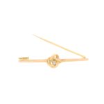 Vintage Rose-Cut Diamond Knot Bar Brooch in Rose Gold