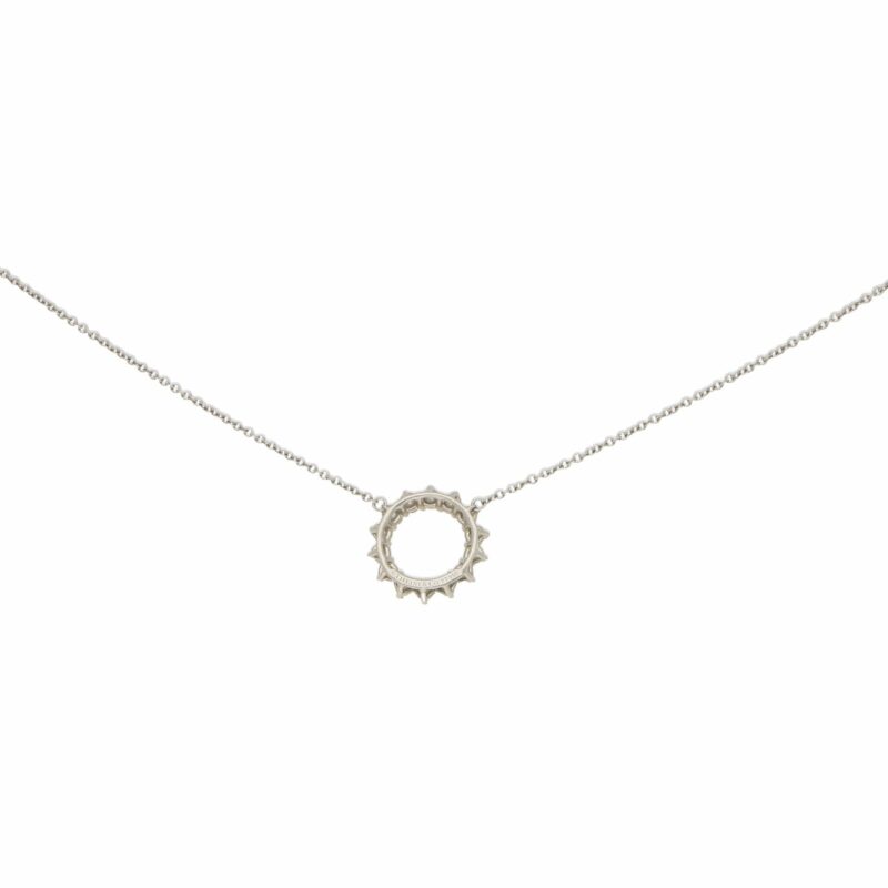 Open Circle Diamond Pendant in Platinum