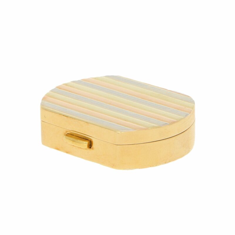 Vintage Italian Pill Box in 18K Tricolour Gold, c. 1990