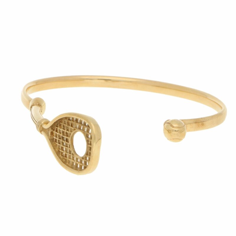 Tennis Racket And Ball Bangle Bracelet in Yellow Gold