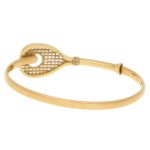 Tennis Racket And Ball Bangle Bracelet in Yellow Gold