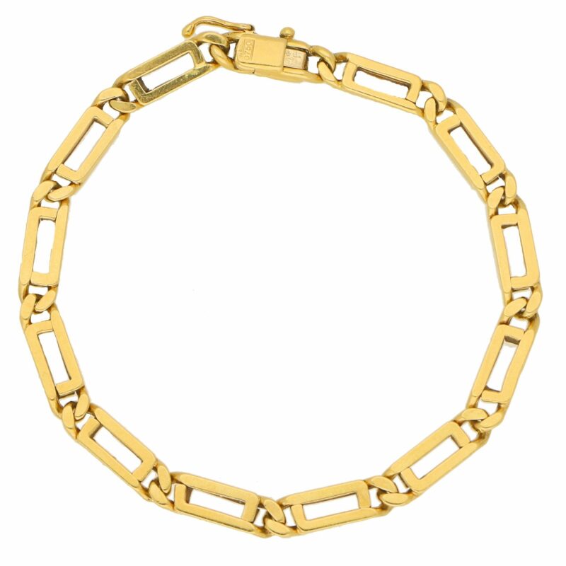 Vintage Geometric Openwork Link Bracelet in Yellow Gold, 1970s