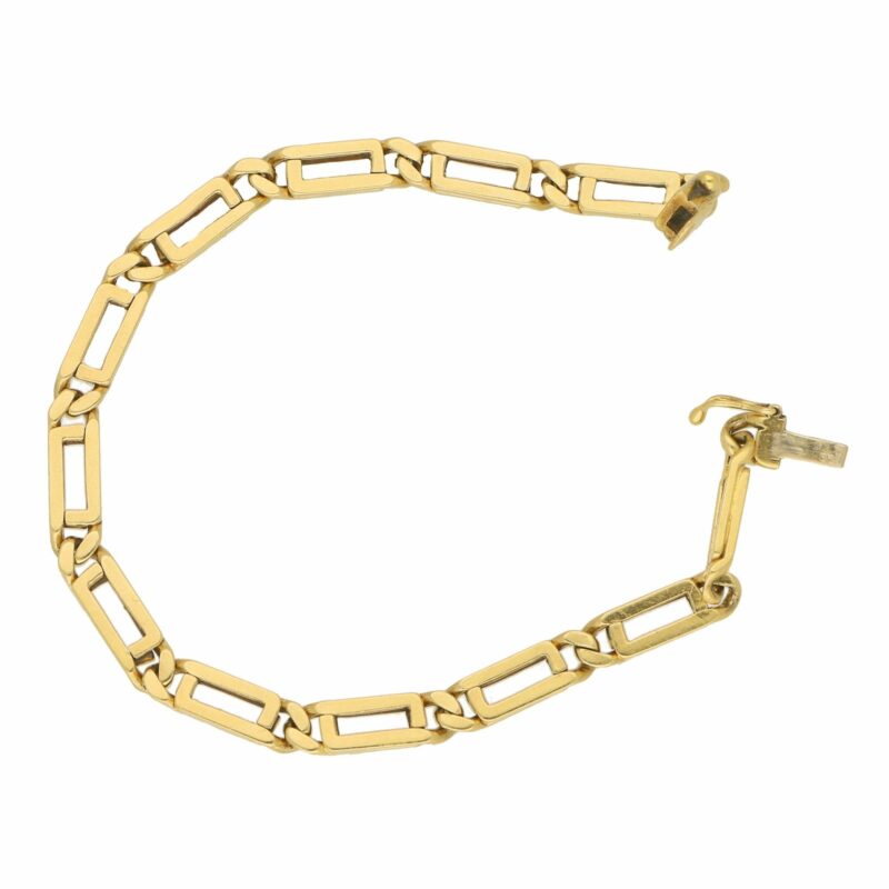 Vintage Geometric Openwork Link Bracelet in Yellow Gold, 1970s