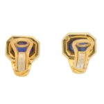 Bulgari Cabochon Sapphire Clip Earrings in Yellow Gold