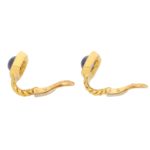 Bulgari Cabochon Sapphire Clip Earrings in Yellow Gold