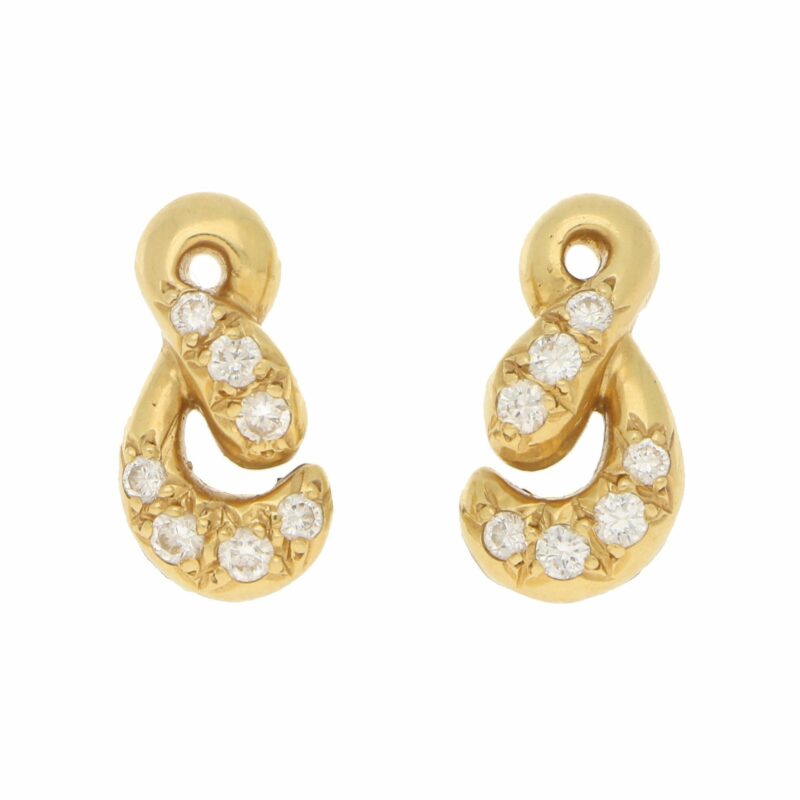 Vintage Figure-of-8 Diamond Earrings in Yellow and White Gold