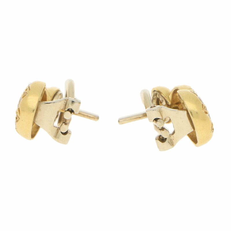 Vintage Figure-of-8 Diamond Earrings in Yellow and White Gold