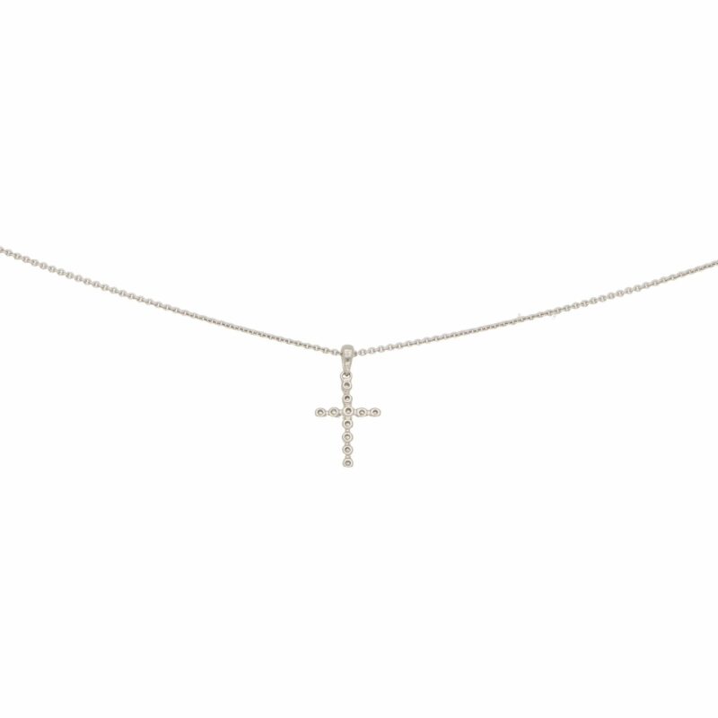 Diamond Cross Pendant Set in 18 Carat White Gold