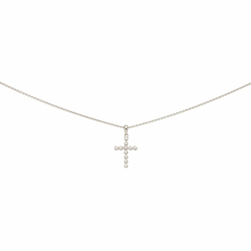 Diamond Cross Pendant Set in 18 Carat White Gold