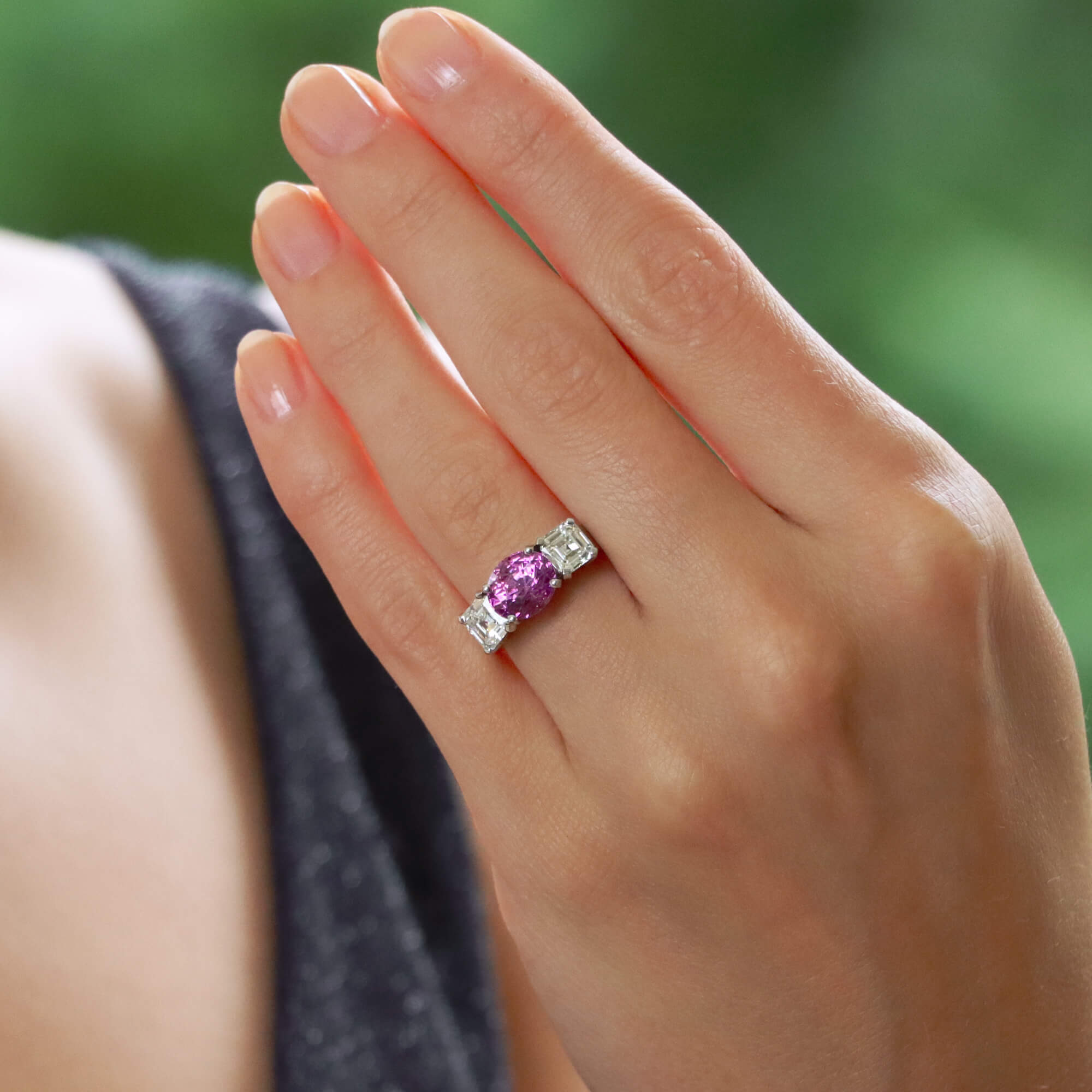 Wedding rings with pink stones cheap